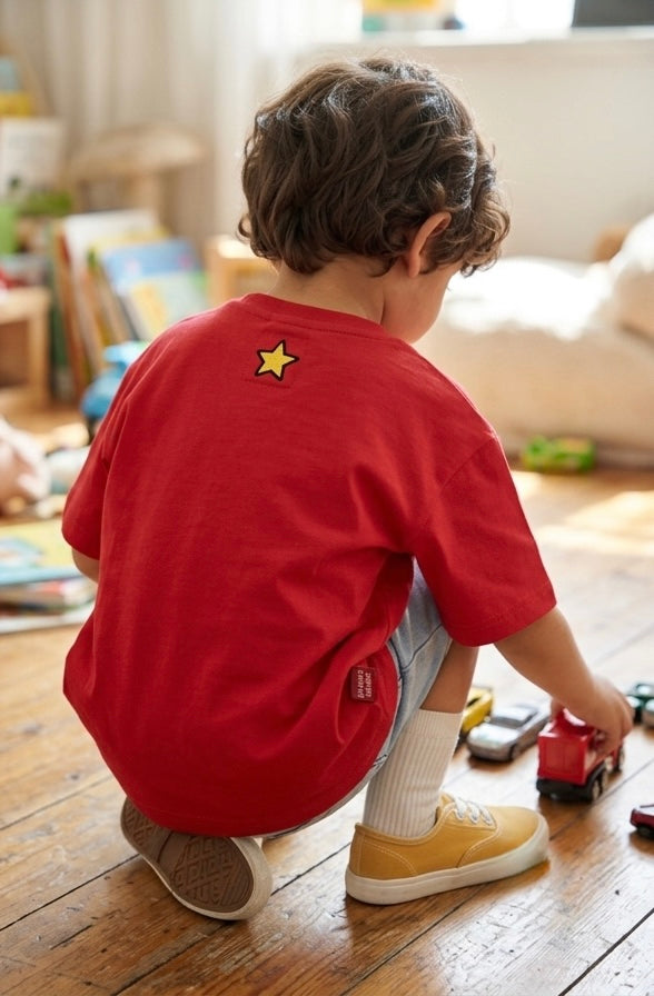 Boys Red Embroidered T-Shirt