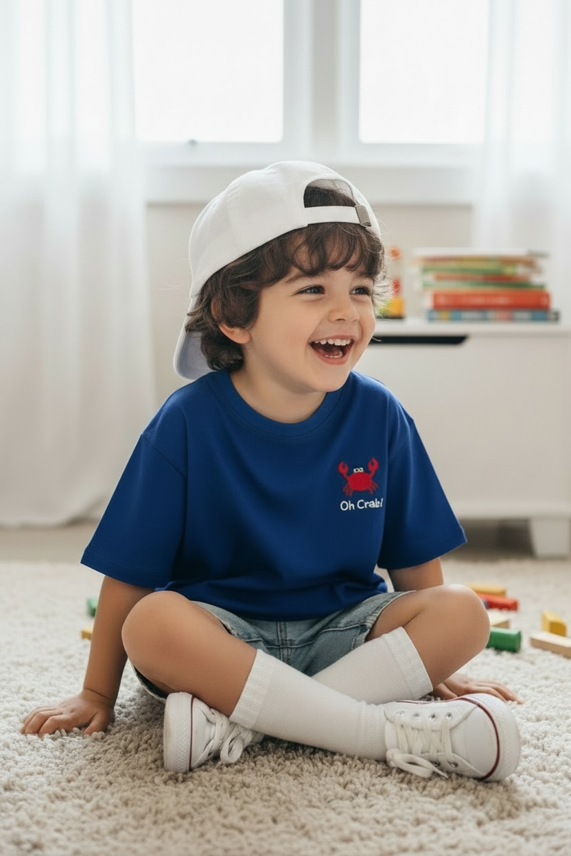 Boys Blue Embroidered T-Shirt